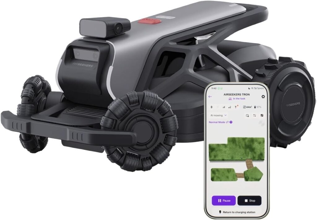 TRON Robot Lawn Mower, Wire-Free Robotic Lawnmower up to Acre,300° Vision + NetRTK,AI Obstacle Avoidance,App Control, Robot Mower for 65% Slopes, 15Ah, IPX6,Cutting Height 1.2”–3.5“ TRON Robot Lawn Mower, Wire-Free Robotic Lawnmower up to Acre,300° Vision + NetRTK,AI Obstacle Avoidance,App Control, Robot Mower for 65% Slopes, 15Ah, IPX6,Cutting Height 1.2”–3.5“