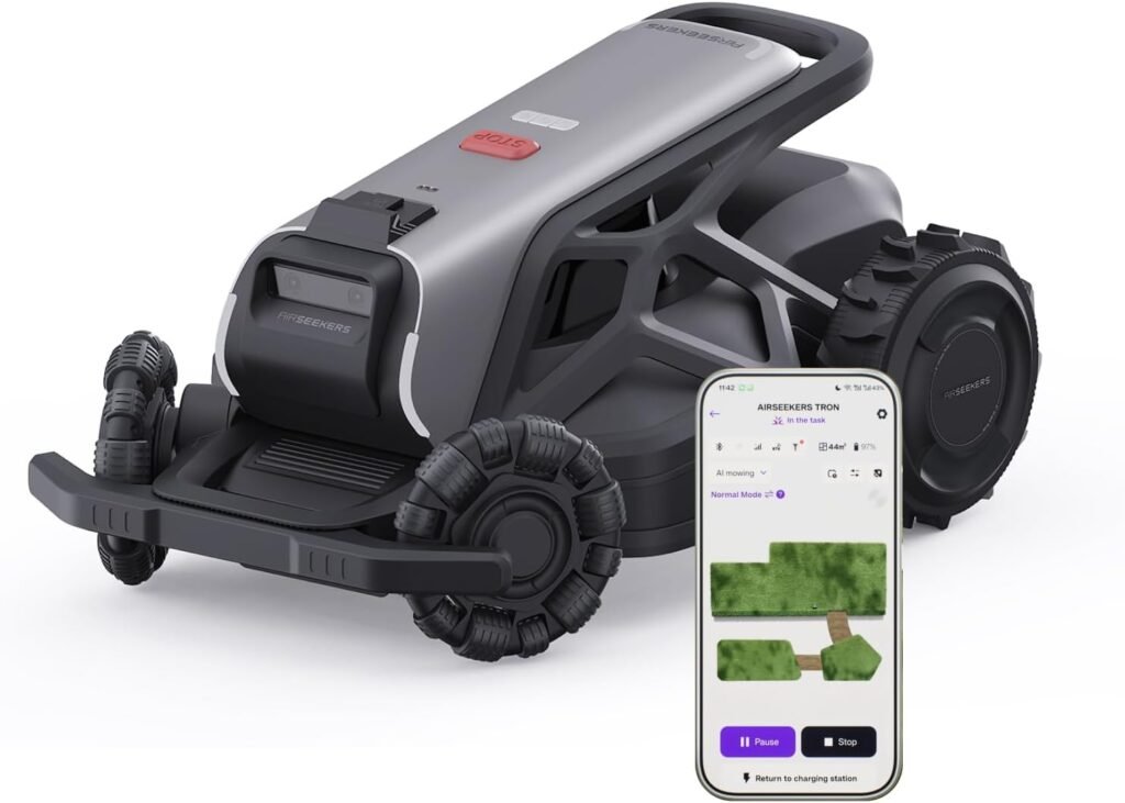 TRON Robot Lawn Mower, Wire-Free Robotic Lawnmower up to Acre,300° Vision + NetRTK,AI Obstacle Avoidance,App Control, Robot Mower for 65% Slopes, 15Ah, IPX6,Cutting Height 1.2”–3.5“ TRON Robot Lawn Mower, Wire-Free Robotic Lawnmower up to Acre,300° Vision + NetRTK,AI Obstacle Avoidance,App Control, Robot Mower for 65% Slopes, 15Ah, IPX6,Cutting Height 1.2”–3.5“