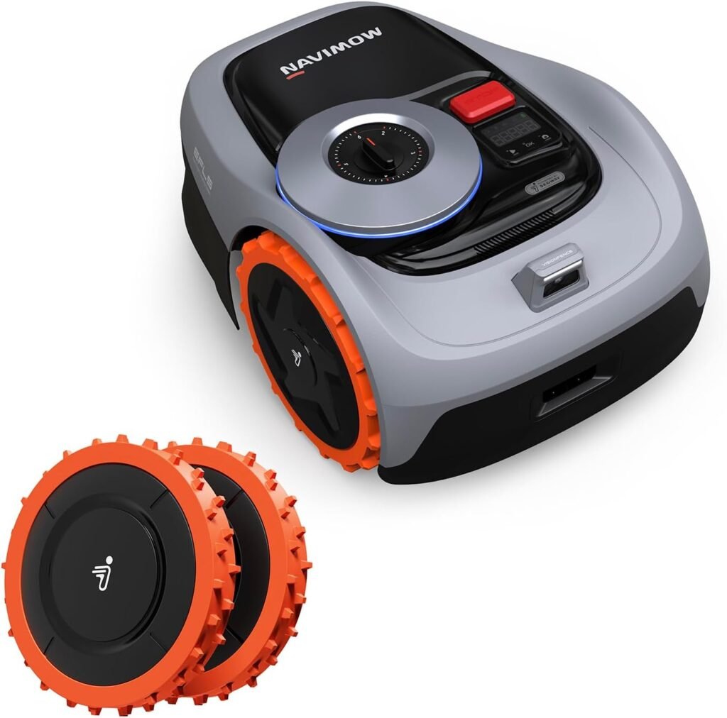 Navimow i105N + Rough Terrain Kit, Robust Wheels for Muddy Terrain and up to 35% Incline.