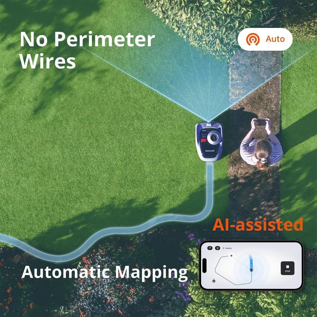 Navimow i105N + Rough Terrain Kit, Robust Wheels for Muddy Terrain and up to 35% Incline.