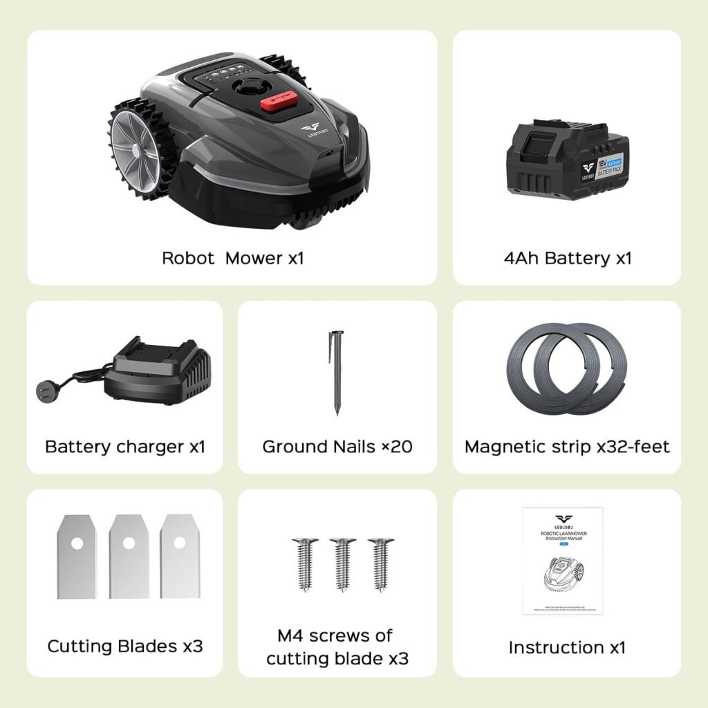 V3 Robotic Lawn Mower with AI Vision Obstacle Avoidance, Smart APP Control, Low-Noise Operation, Adjustable Cutting Height, No-Go Zones, Ideal Robot Lawn Mower for Lawns Up to Sq.Ft