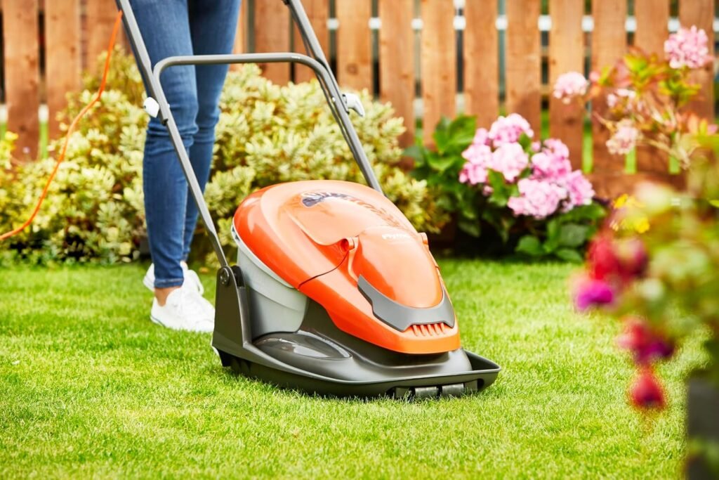 Flymo EasiGlide 360V Hover Collect Lawn Mower - W Motor, cm Cutting Width, Litre Grass Box, Folds Flat, m Cable Length, Orange and Grey Flymo EasiGlide 360V Hover Collect Lawn Mower - W Motor, cm Cutting Width, Litre Grass Box, Folds Flat, m Cable Length, Orange and Grey